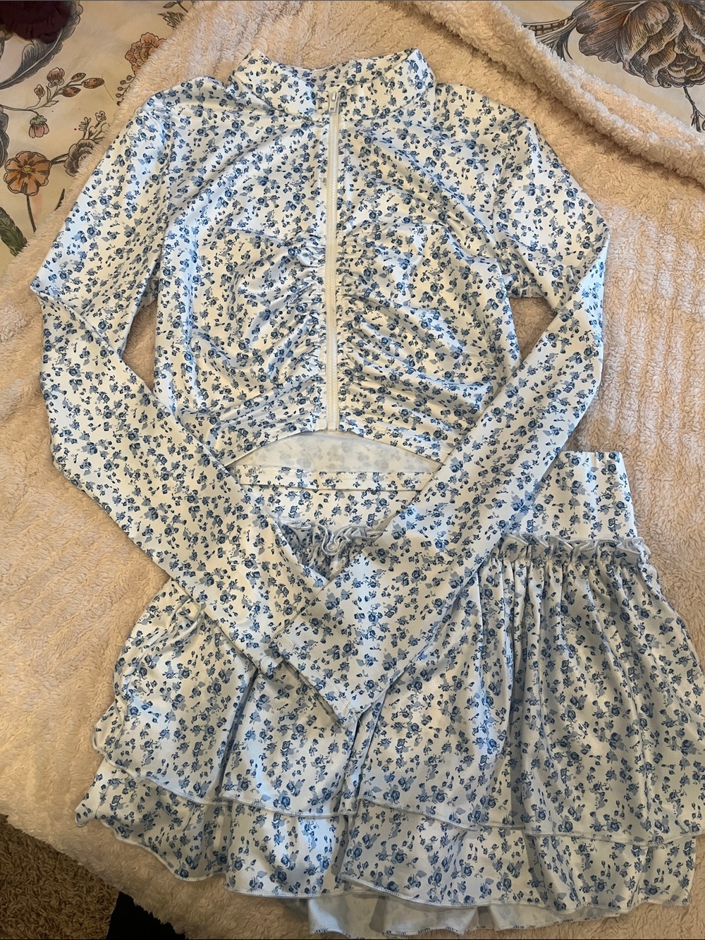 TCEC Blue Floral Shorts Skort Set